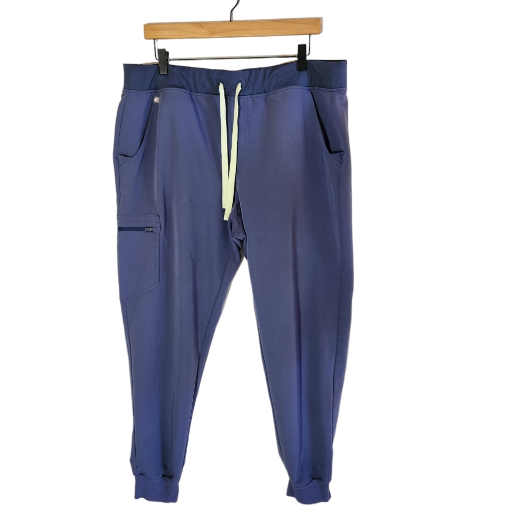 Figs Blue Track Pants with Elastic Waistband